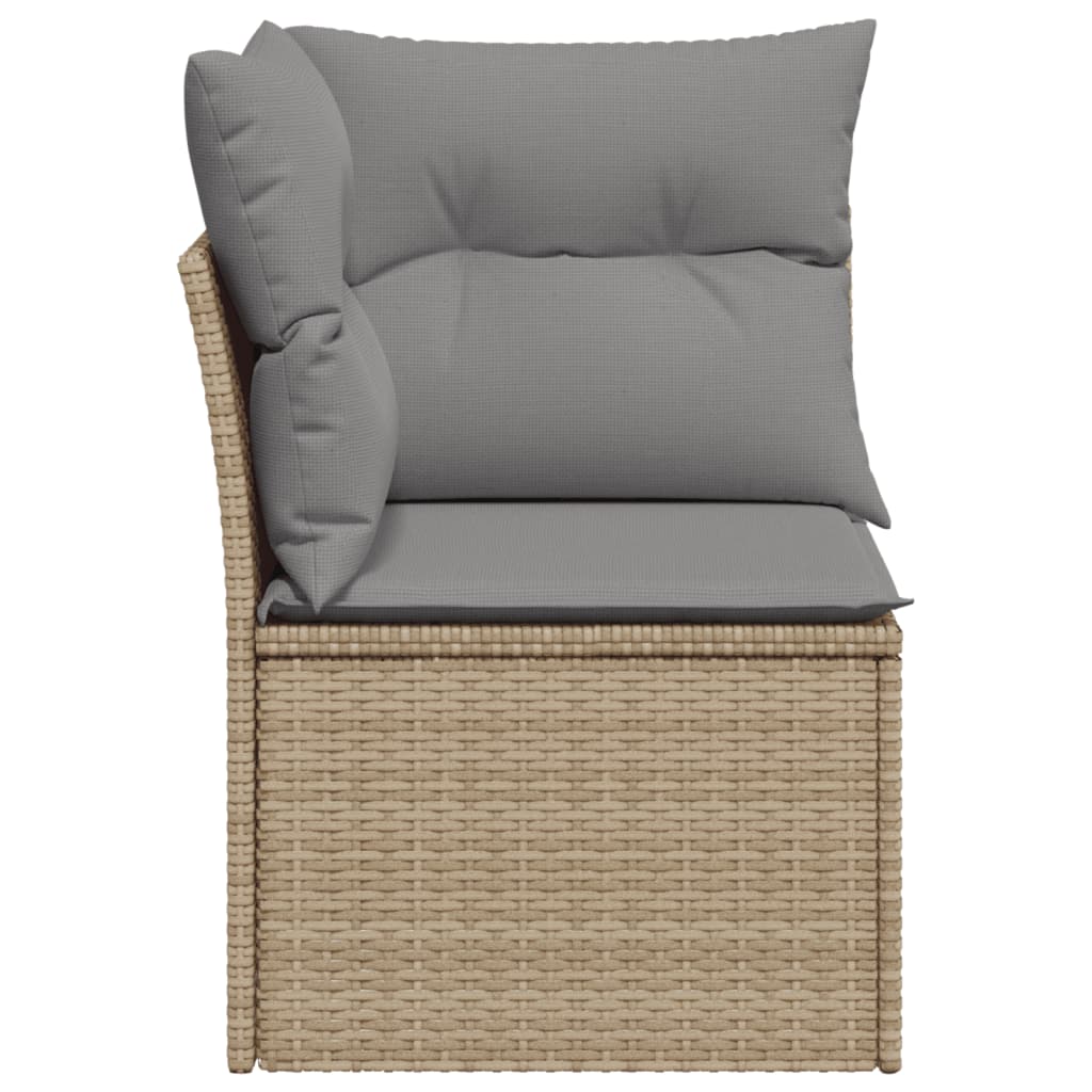 Divano Angolare Da Giardino Con Cuscini Beige In Polyrattan
