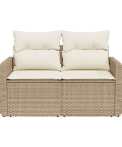 Divano Da Giardino Con Cuscini A 2 Posti Beige In Polyrattan