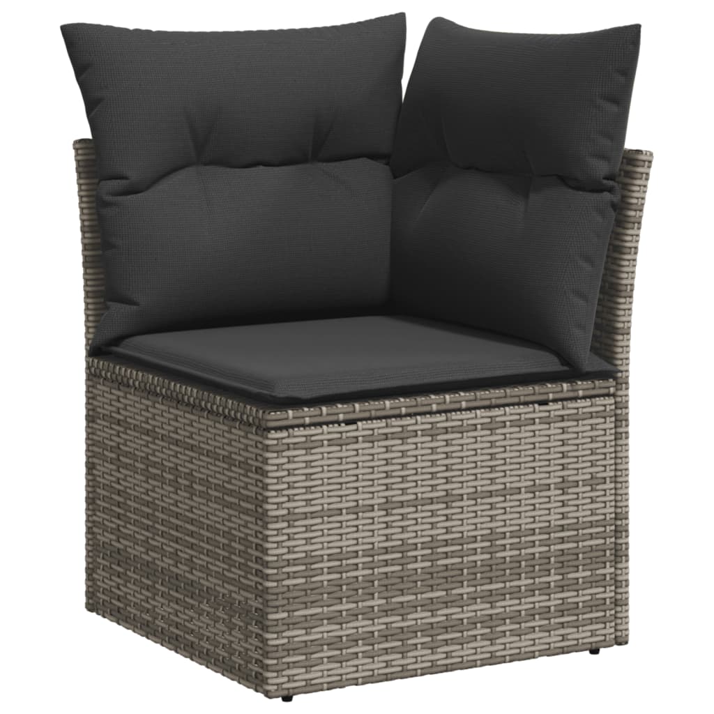 Divano Angolare Da Giardino Con Cuscini Grigio In Polyrattan