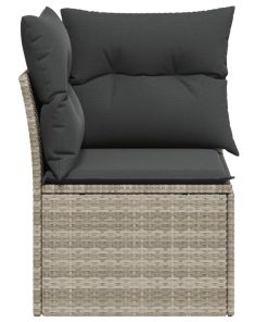 Divano Angolare Giardino Con Cuscini Grigio Chiaro Polyrattan