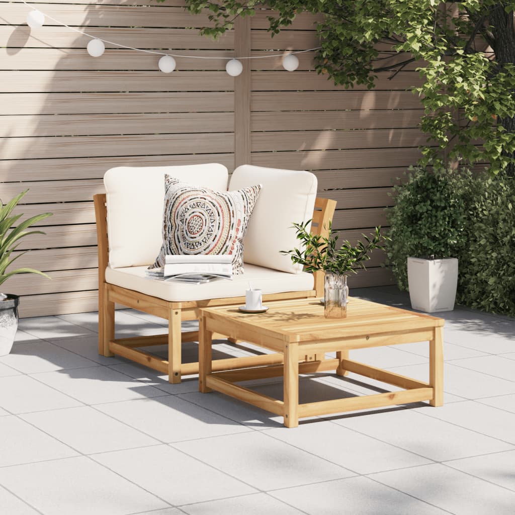 Divano Angolare Giardino Con Cuscini 73x73x65cm Massello Acacia