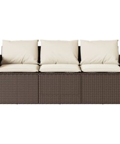 Divano Da Giardino A 3 Posti Con Cuscini In Polyrattan Marrone