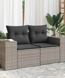 Divano Da Giardino Con Cuscini 2 Posti Grigio In Polyrattan