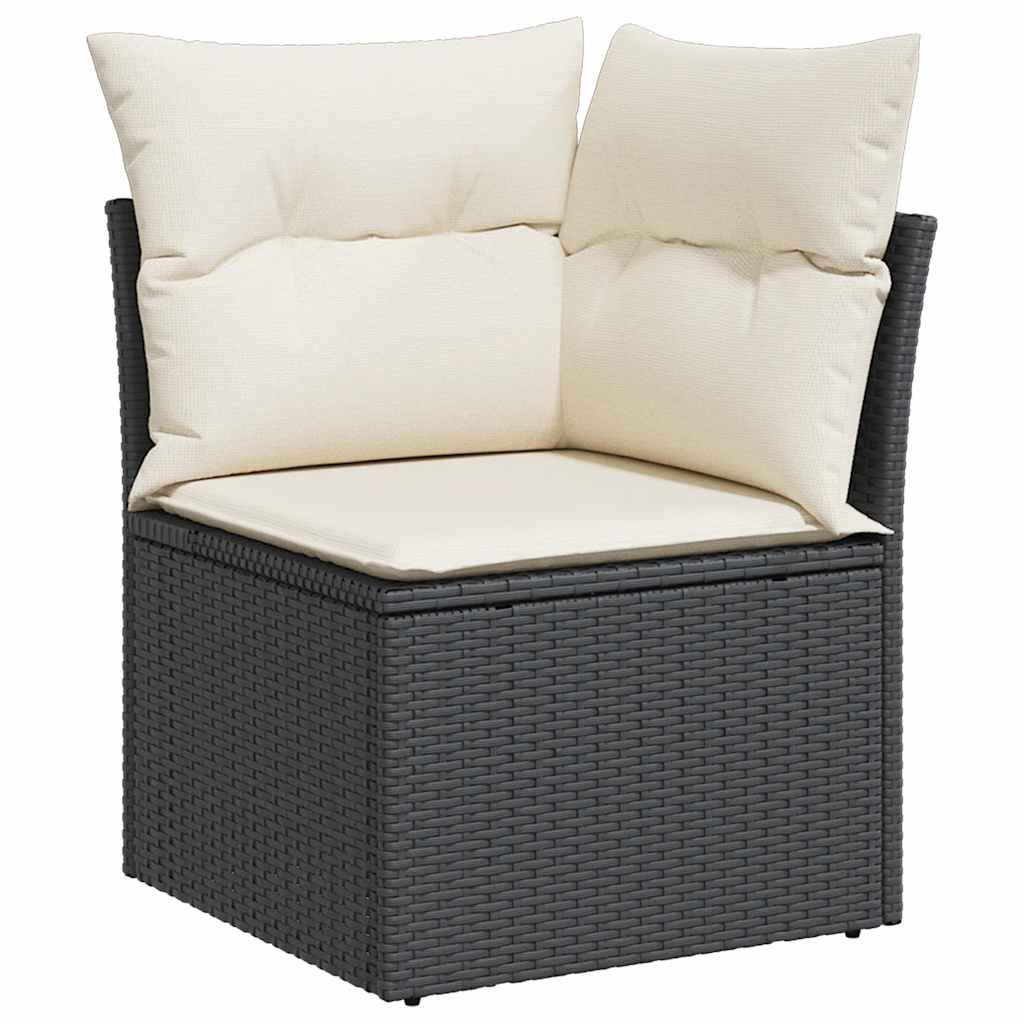 Divano Angolare Da Giardino Con Cuscini Nero In Polyrattan