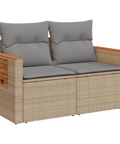 Divano Da Giardino Con Cuscini A 2 Posti Beige In Polyrattan