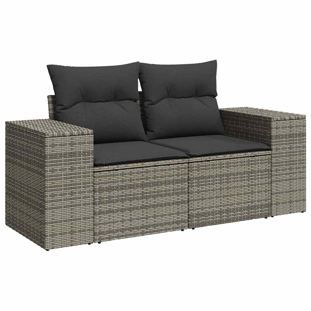 Divano Da Giardino Con Cuscini 2 Posti Grigio In Polyrattan