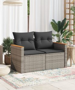 Divano Da Giardino Con Cuscini 2 Posti Grigio In Polyrattan