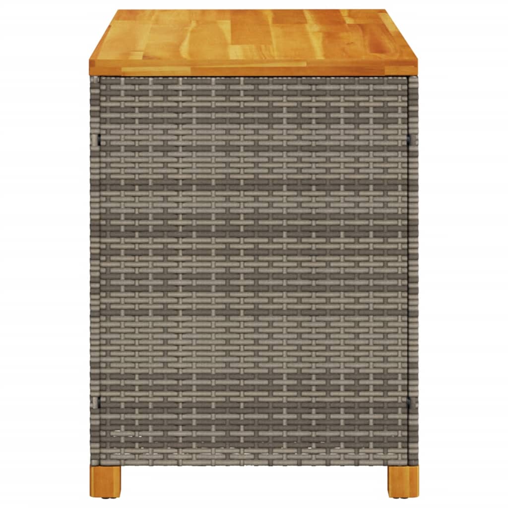 Contenitore Giardino Grigio 110x55x63cm Polyrattan Legno Acacia