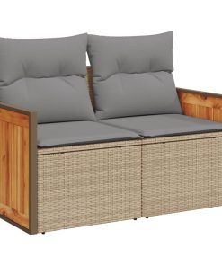 Divano Da Giardino Con Cuscini A 2 Posti Beige In Polyrattan