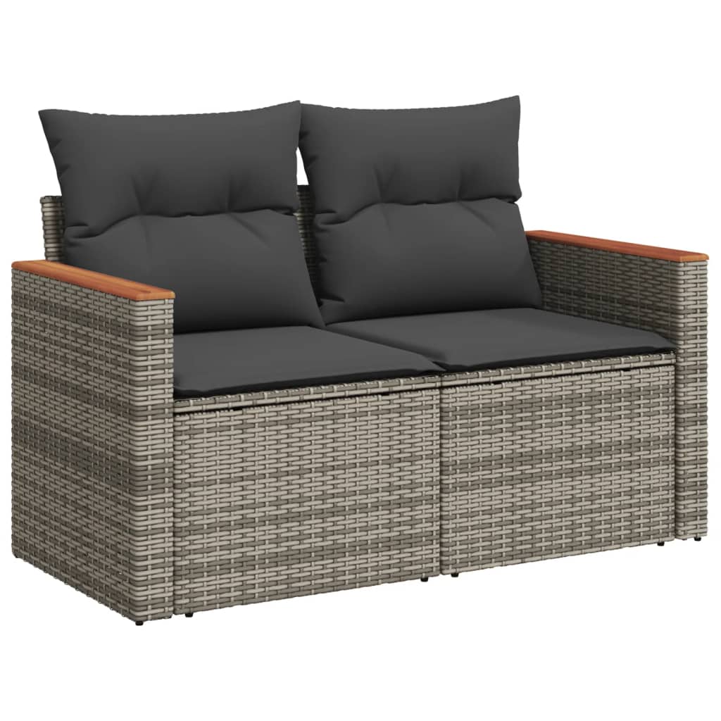 Divano Da Giardino Con Cuscini 2 Posti Grigio In Polyrattan