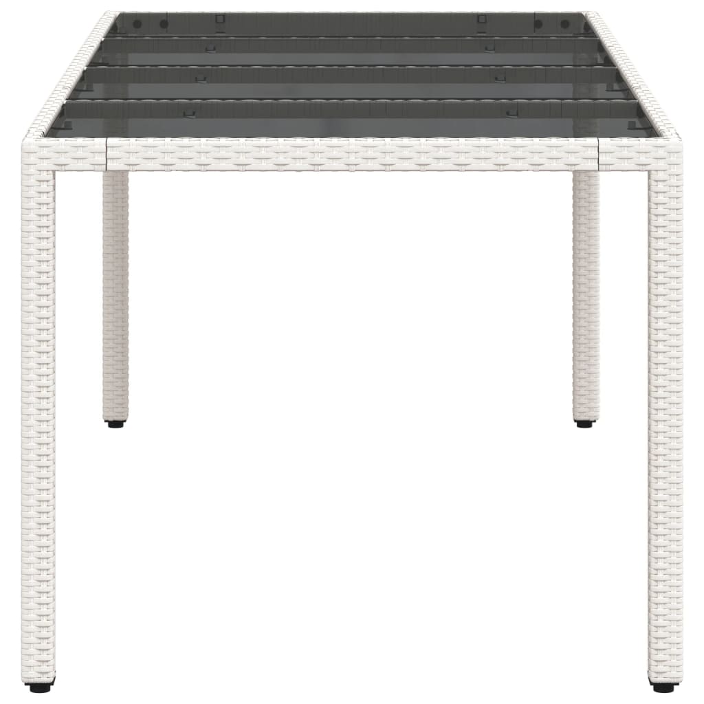 Tavolo Giardino Piano In Vetro Bianco 190x90x75 Cm Polyrattan - Image 3