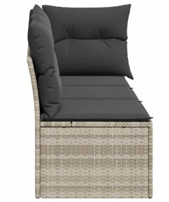 Divano Da Giardino Con Cuscini 3 Posti Grigio Chiaro Polyrattan