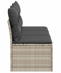 Divano Da Giardino Con Cuscini 3 Posti Grigio Chiaro Polyrattan