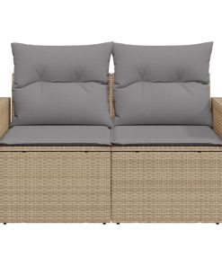 Divano Da Giardino Con Cuscini A 2 Posti Beige In Polyrattan