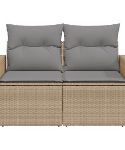 Divano Da Giardino Con Cuscini A 2 Posti Beige In Polyrattan