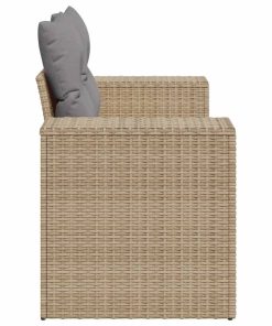 Divano Da Giardino Con Cuscini A 2 Posti Beige In Polyrattan