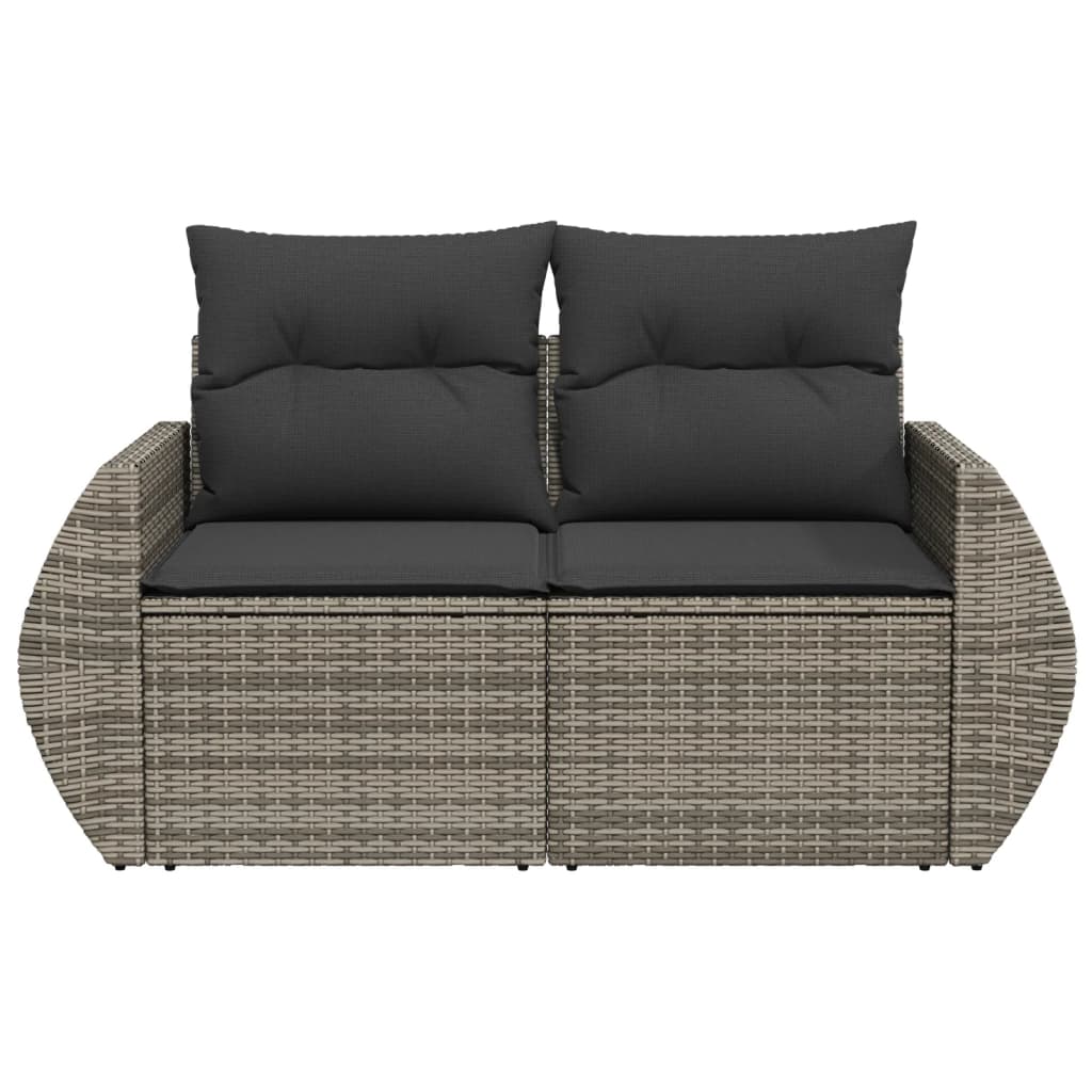 Divano Da Giardino Con Cuscini 2 Posti Grigio In Polyrattan