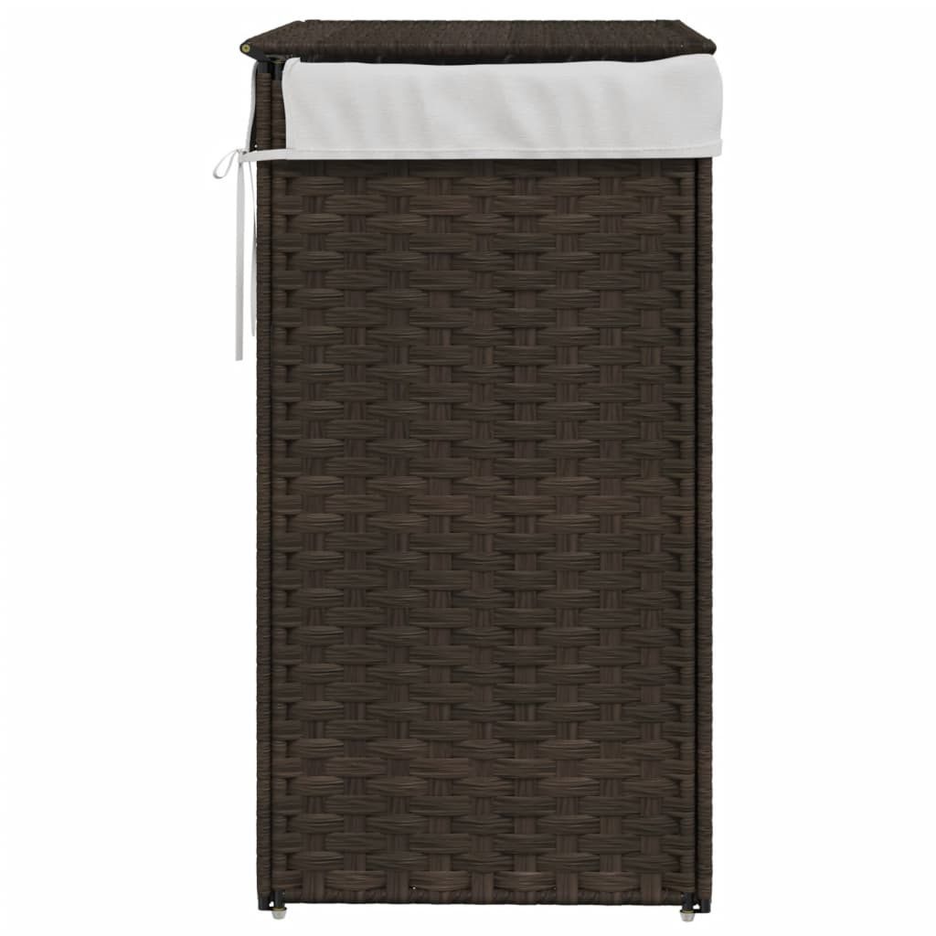 Cesto Biancheria Coperchio Marrone Scuro 46x33x60 Cm Polyrattan