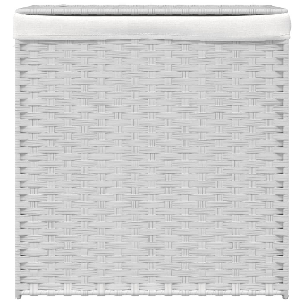 Cesto Portabiancheria 2 Sezioni Bianco 53x35x57 Cm Polyrattan - Image 6
