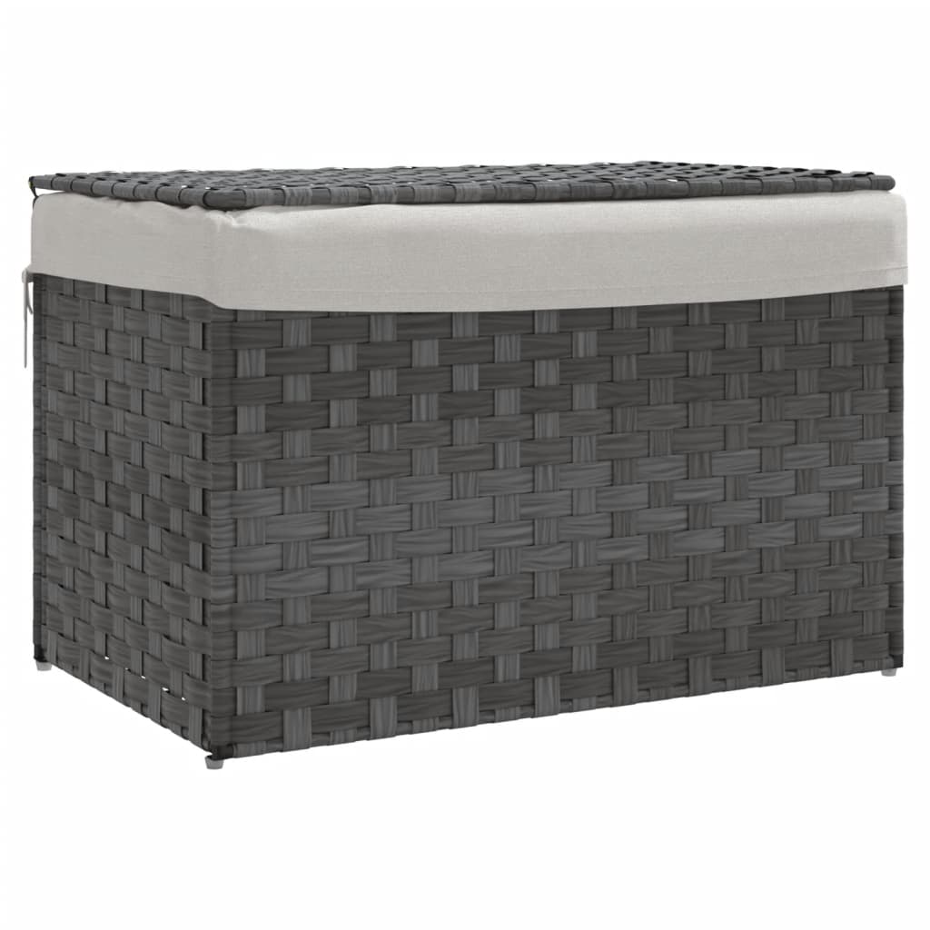 Cesto Portabiancheria Coperchio Grigio 55,5x35x34 Cm Polyrattan