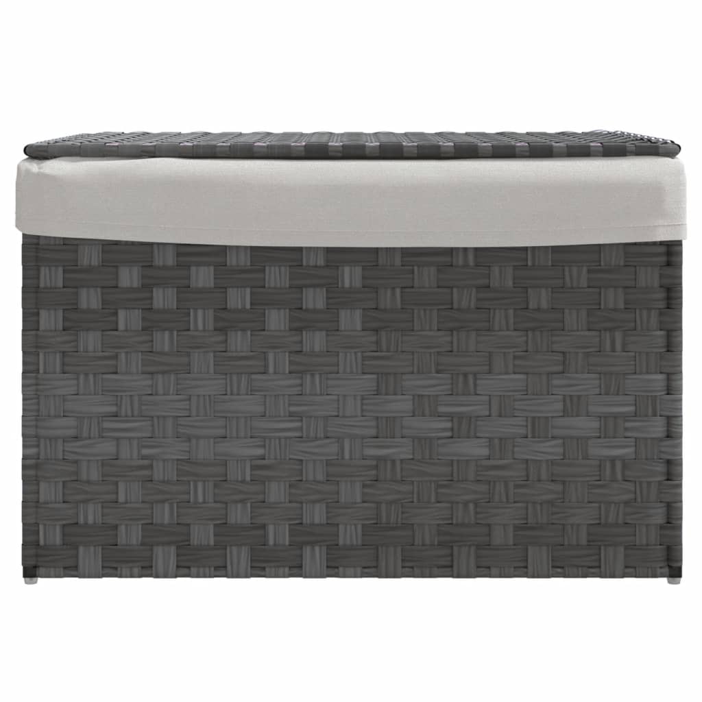 Cesto Portabiancheria Coperchio Grigio 55,5x35x34 Cm Polyrattan - Image 4