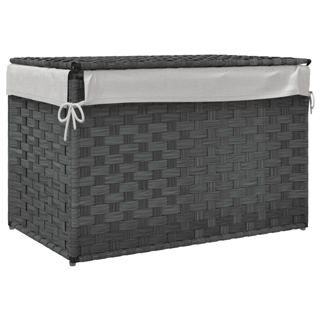 Cesto Portabiancheria Coperchio Grigio 55,5x35x34 Cm Polyrattan - Image 3