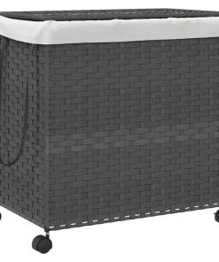 Cesto Portabiancheria Con Ruote Grigio 60x35x60,5 Cm Rattan