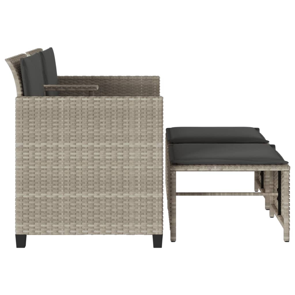 Divano Giardino 2posti Tavolo Sgabelli Grigio Chiaro Polyrattan - Image 4