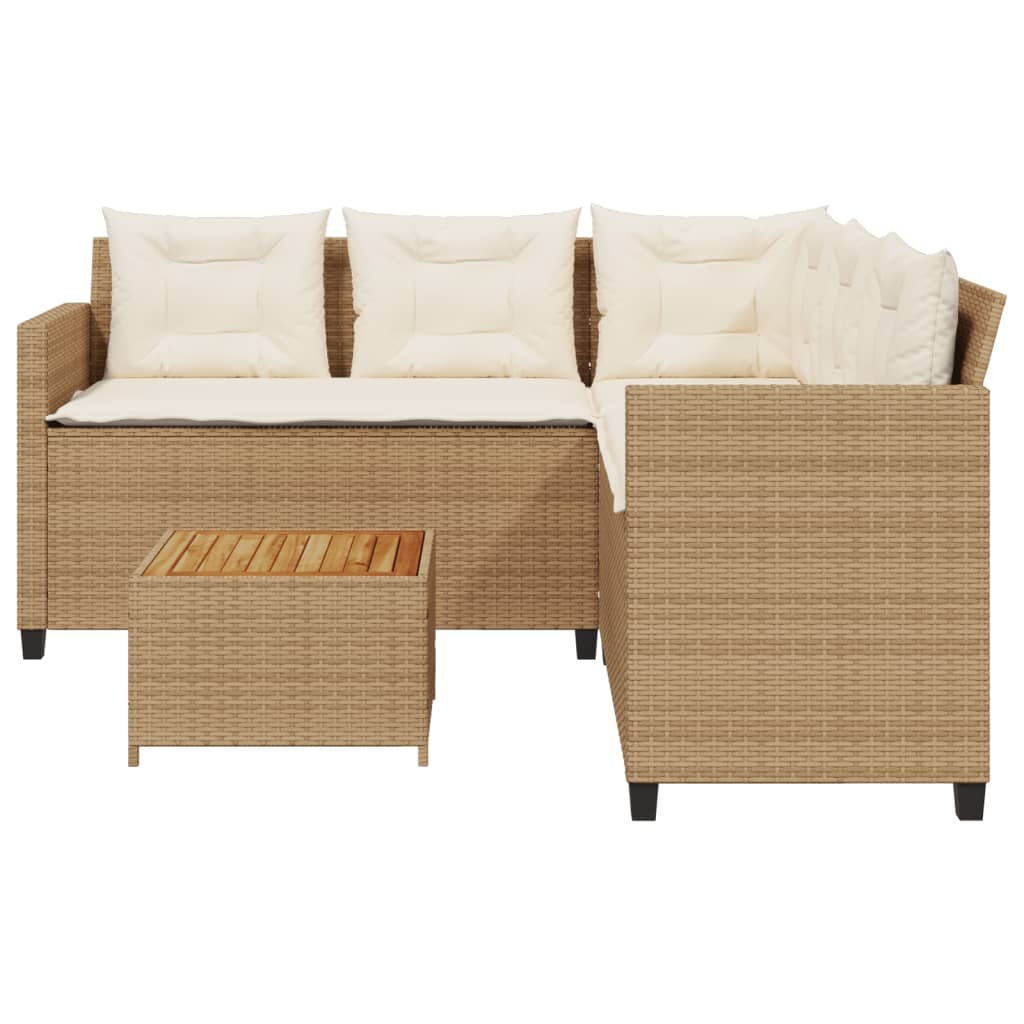 Divano Da Giardino Con Tavolo E Cuscini A L Beige In Polyrattan