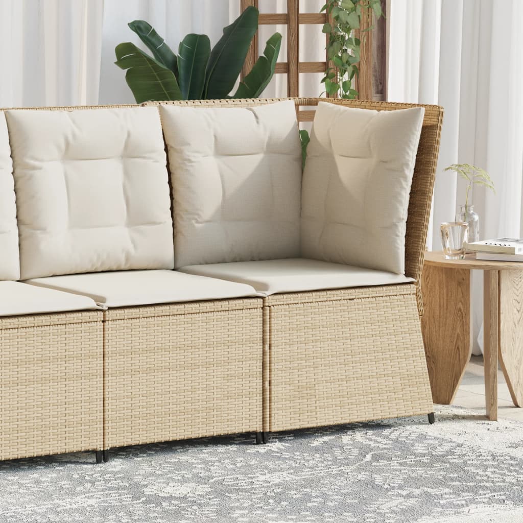 Divano Angolare Da Giardino Con Cuscini Beige In Polyrattan
