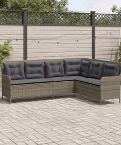 Divano Da Giardino Con Cuscini A L Grigio In Polyrattan
