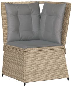 Divano Angolare Da Giardino Con Cuscini Beige In Polyrattan