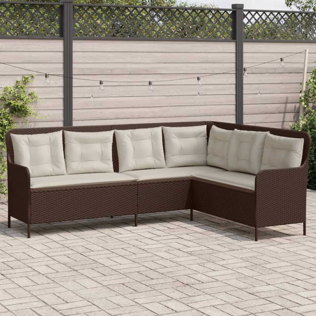 Divano Da Giardino Con Cuscini A L Marrone In Polyrattan
