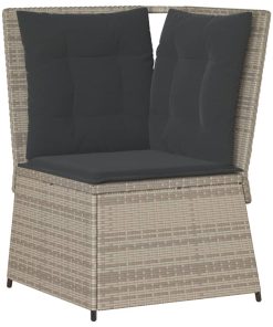 Divano Angolare Giardino Con Cuscini Grigio Chiaro Polyrattan