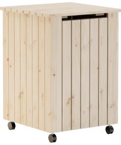 Cesta Biancheria Con Ruote Rana 45x45x64 Cm Legno Massello Pino
