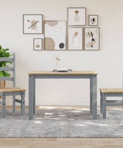 Tavolo Da Pranzo Panama Grigio 117x60x75 Cm Legno Massello Pino