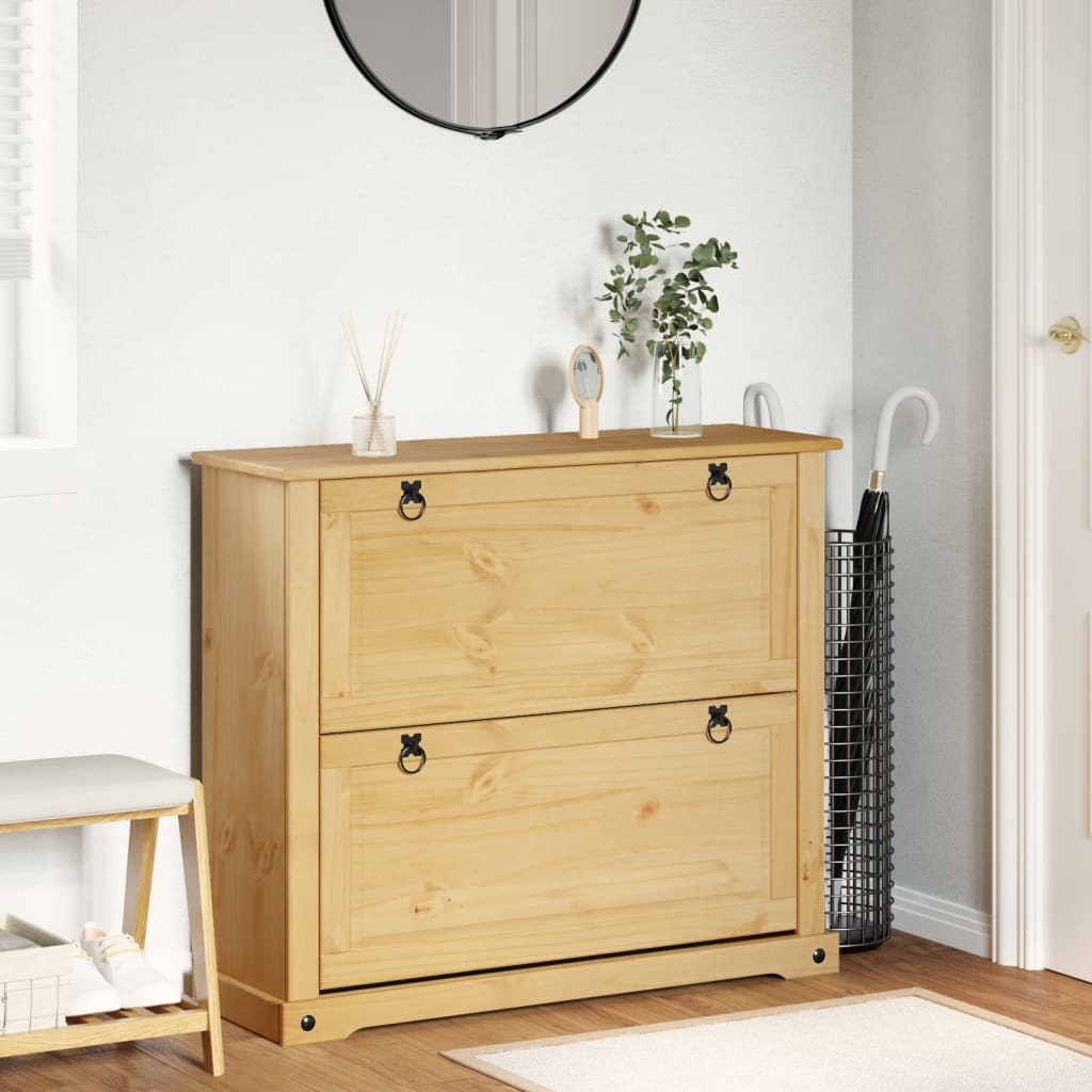 Scarpiera Corona 99x32x85 Cm In Legno Massello Di Pino