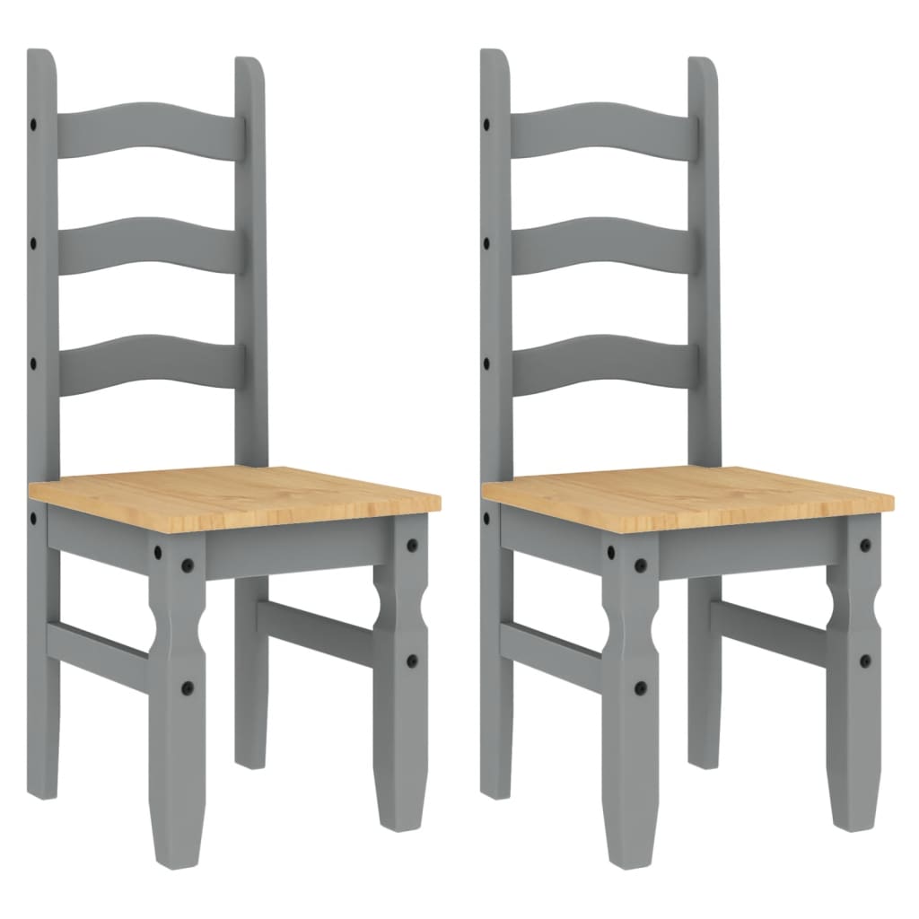 Sedie Da Pranzo 2 Pz Corona Grigie 42x47x107 Cm Legno Massello Di Pino