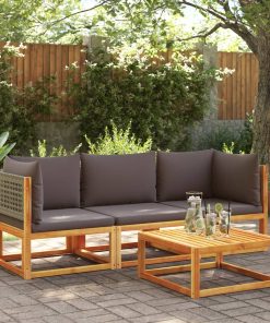 Divano Da Giardino Angolare Con Cuscini In Legno Di Acacia E Rattan