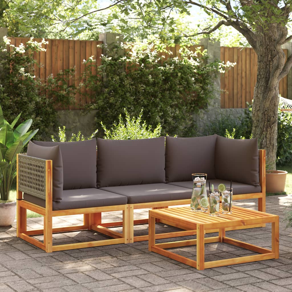 Divano Da Giardino Angolare Con Cuscini In Legno Di Acacia E Rattan