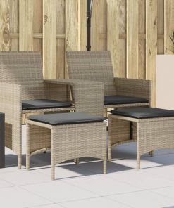 Divano Giardino 2posti Tavolo Sgabelli Grigio Chiaro Polyrattan