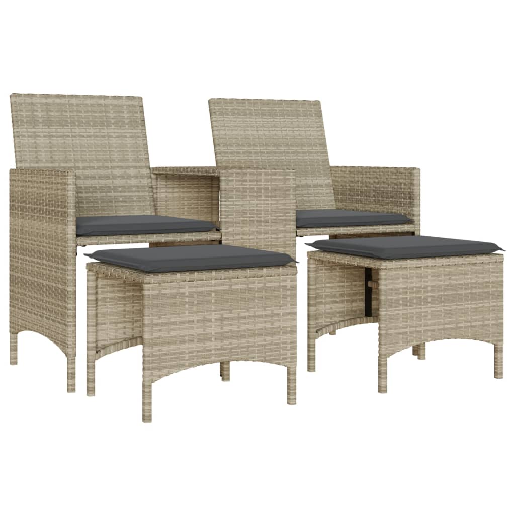 Divano Giardino 2posti Tavolo Sgabelli Grigio Chiaro Polyrattan - Image 3