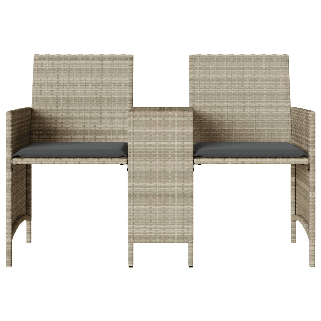 Divano Giardino 2posti Tavolo Sgabelli Grigio Chiaro Polyrattan - Image 4