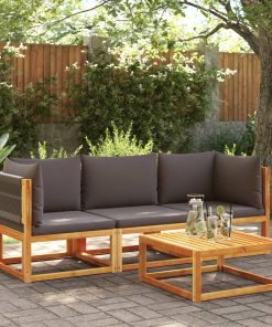 Divano Da Giardino Angolare Con Cuscini In Legno Di Acacia E Corda