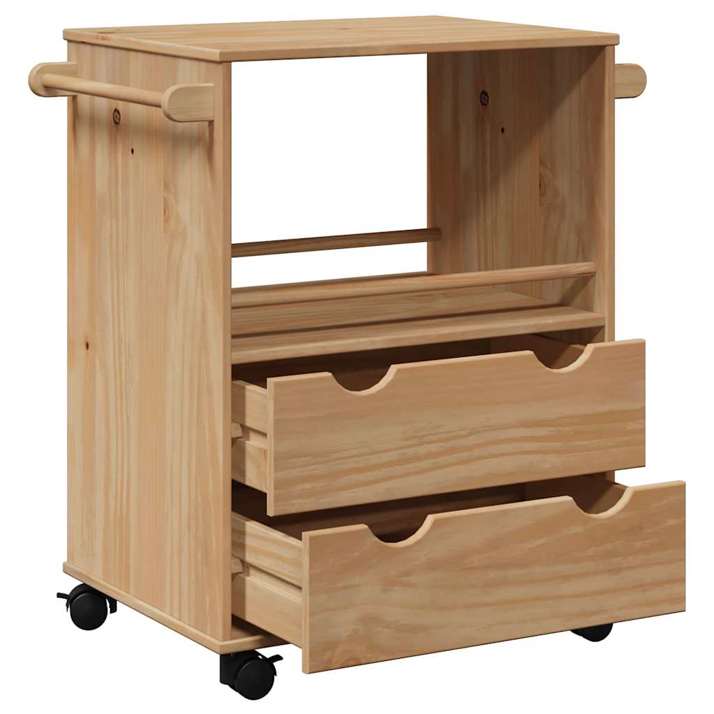 Carrello Da Cucina Otta 59x45x80 Cm In Legno Massello Di Pino - Image 3