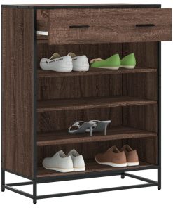 Scarpiera Rovere Marrone 75x38x97,5cm Legno Multistrato Metallo