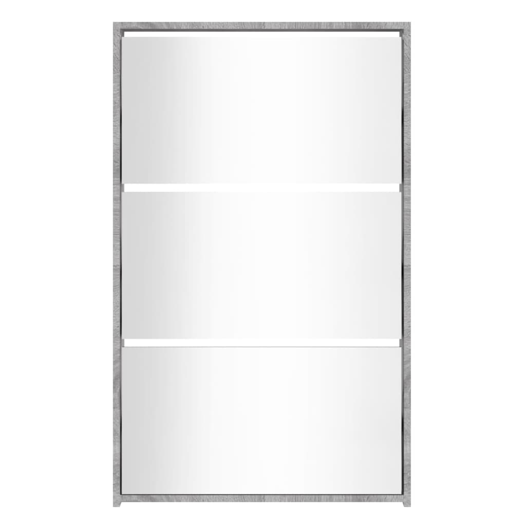 Scarpiera Con Specchio A 3 Livelli Grigio Sonoma 63x17x102,5 cm - Image 3