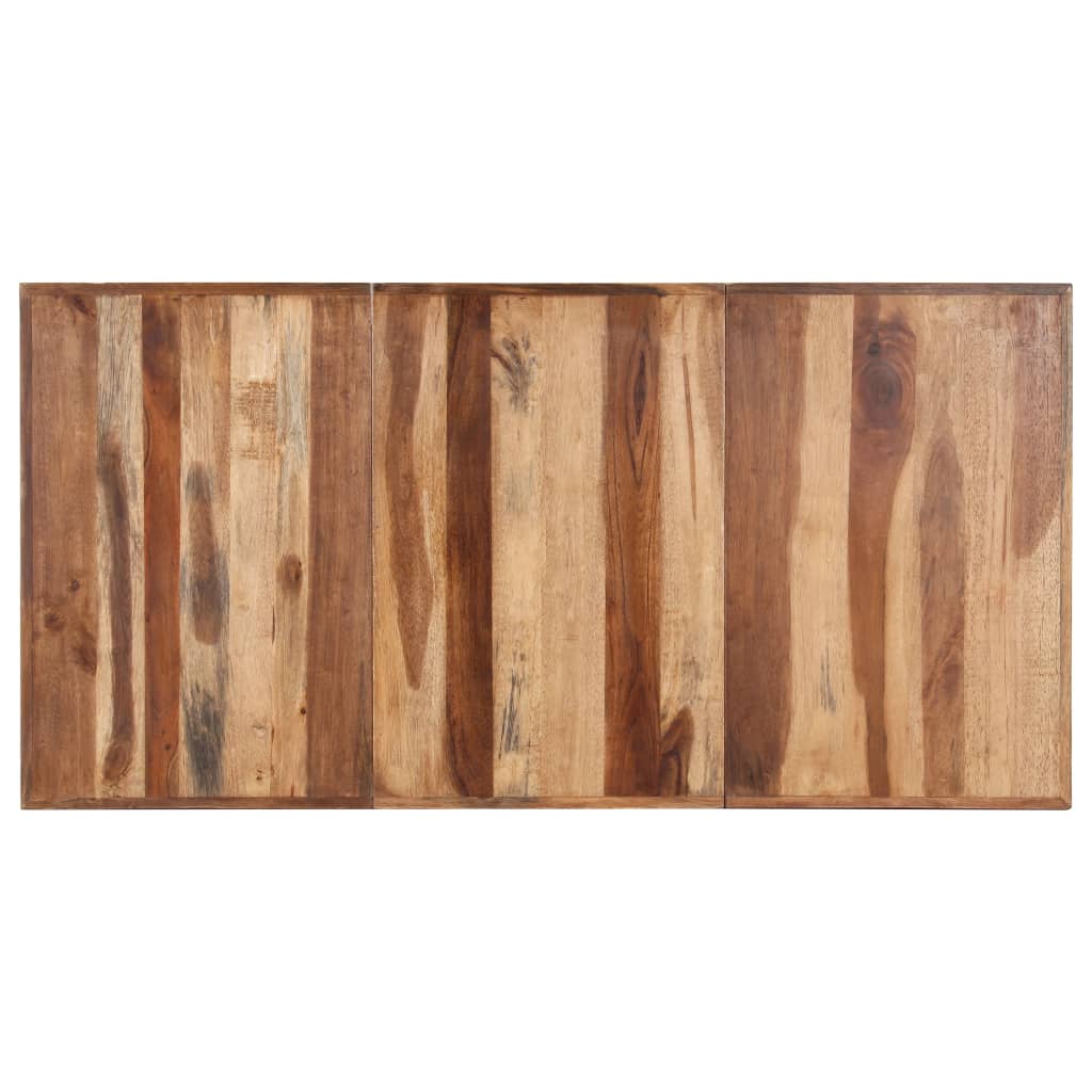 Tavolo Da Pranzo 160x80x75 Cm Legno Massello Con Finitura Ambra - Image 5