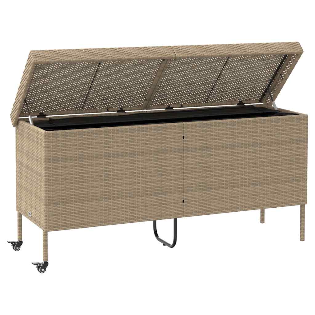 Contenitore Da Giardino Con Ruote Beige 160x55x75 Cm Polyrattan - Image 5