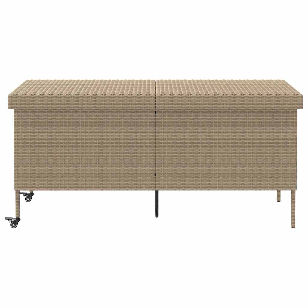 Contenitore Da Giardino Con Ruote Beige 160x55x75 Cm Polyrattan - Image 6